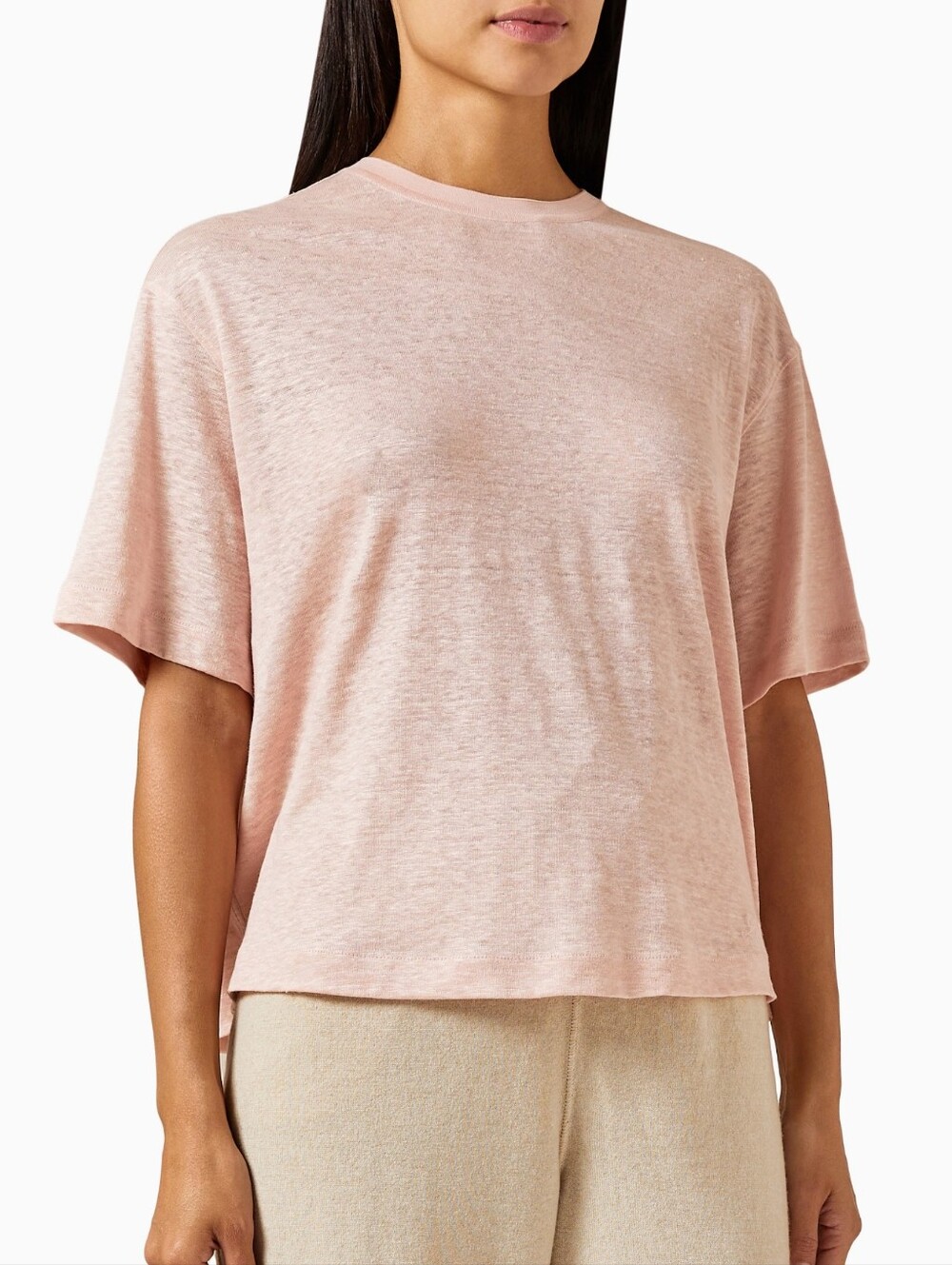 Loro Piana Linen Light Pink Loose Tee Top, S